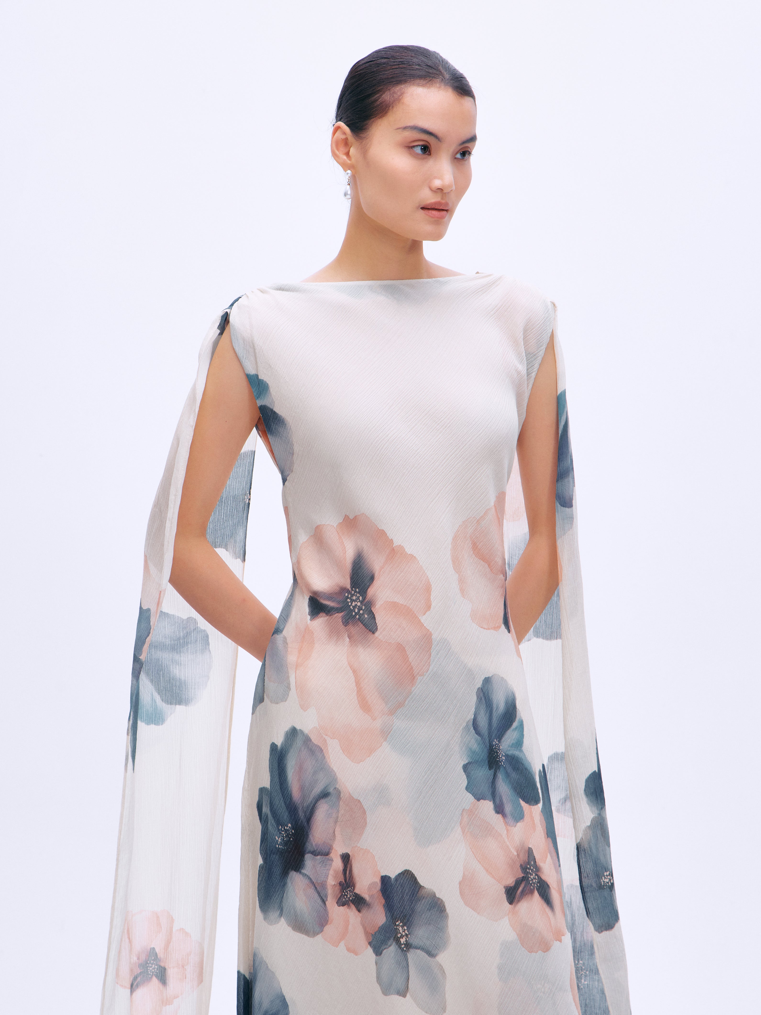 Petalprint Silk Bias Dress