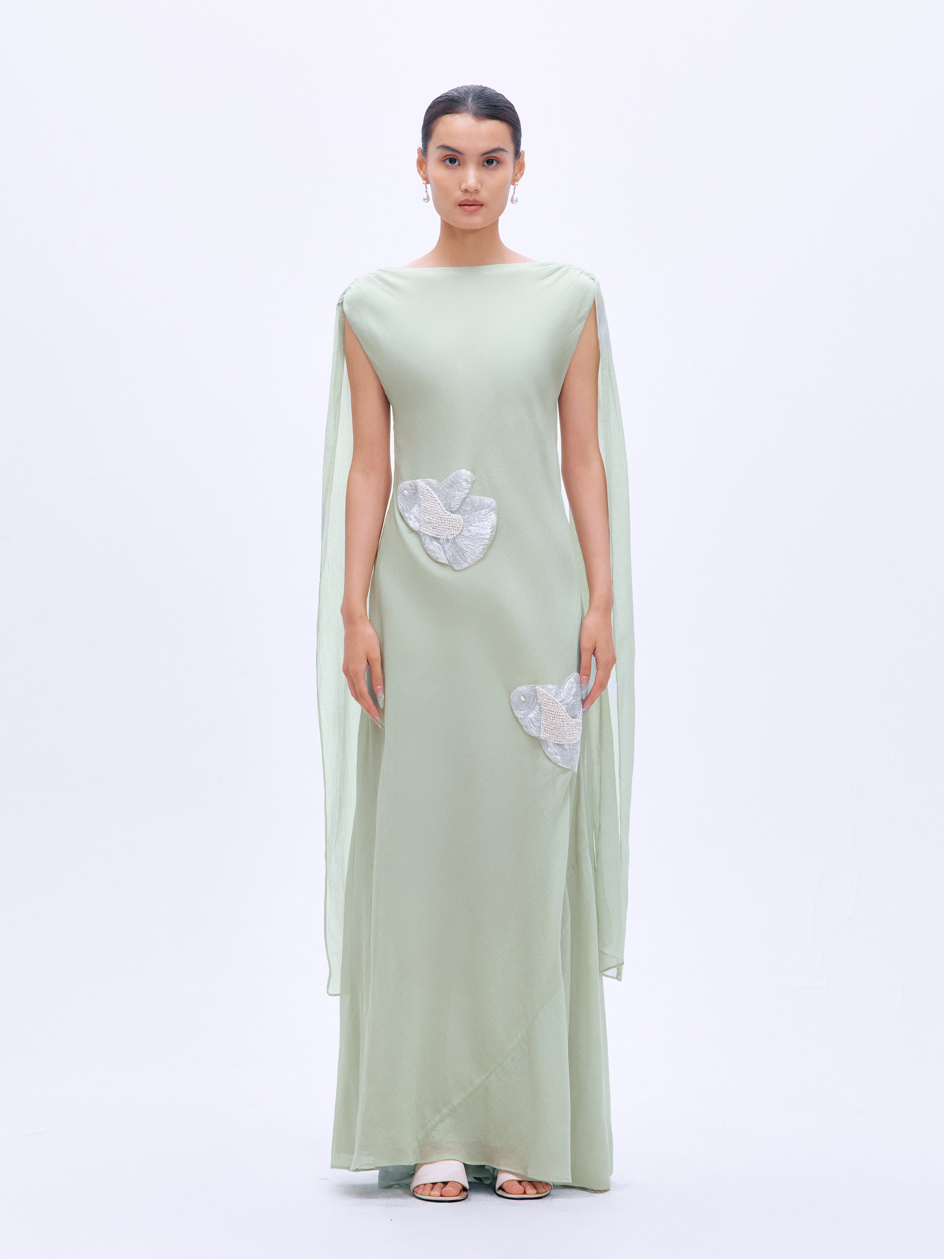 Pearl Carp Silk Bias Dress