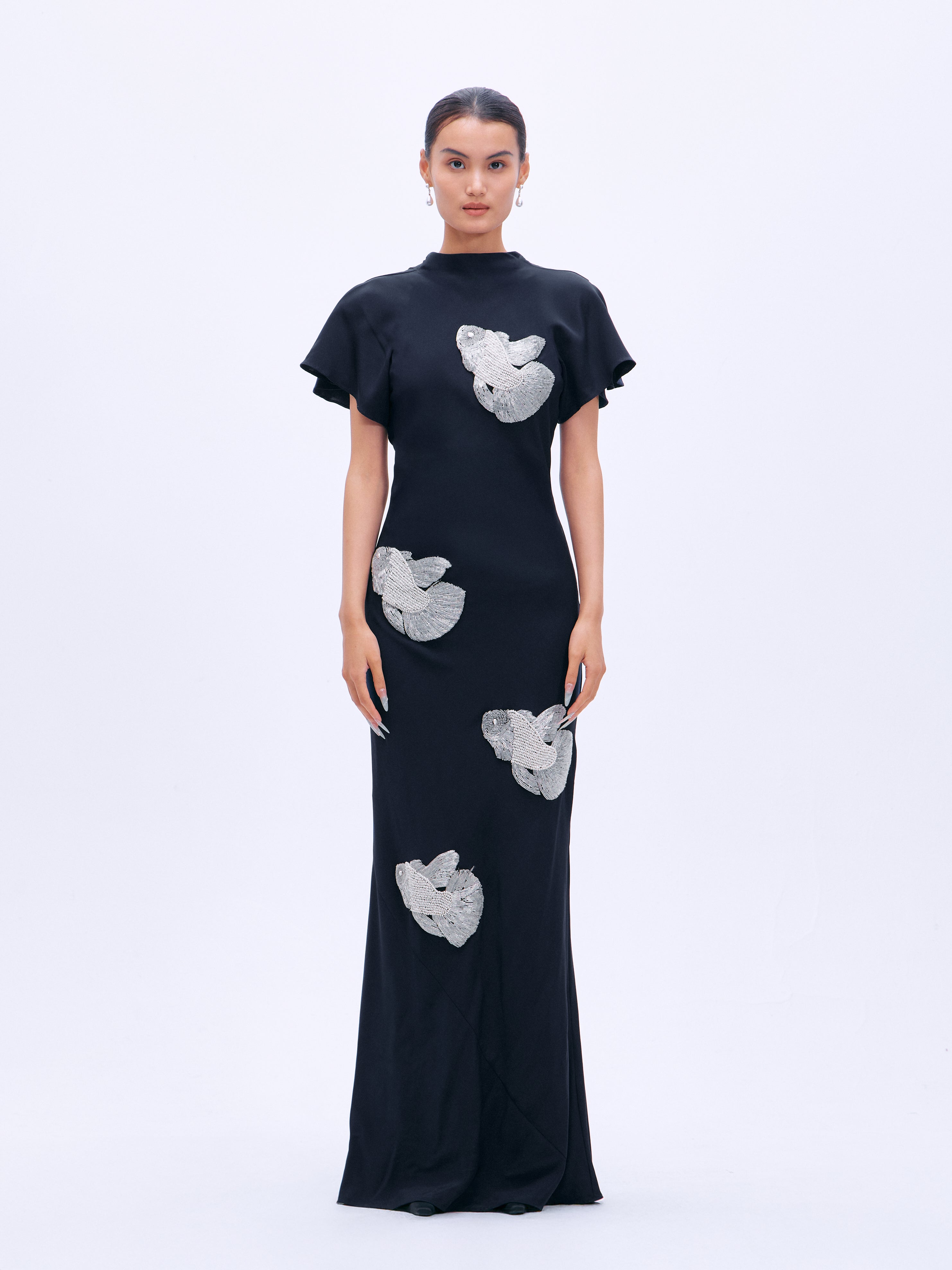 Pearl Carp Silhouette Bias Dress